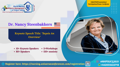 Dr. Nancy Steenbakkers presenting at the 10th World Nursing, Healthcare Management & Patient Safety on December 15-17, 2021 in Dubai, UAE